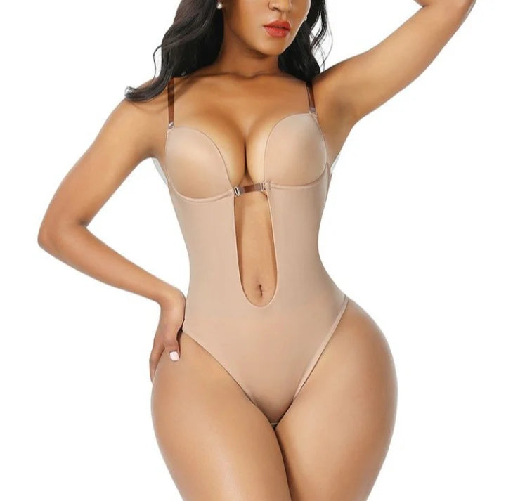 U Plunge Bra Backless Thong Bodysuit-Seamless,Shapewear,LowCut,Sexy,Comfort